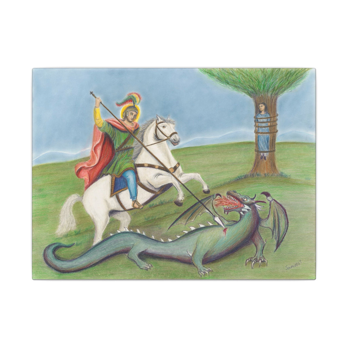 Saint George and the Dragon — canvas print, front view